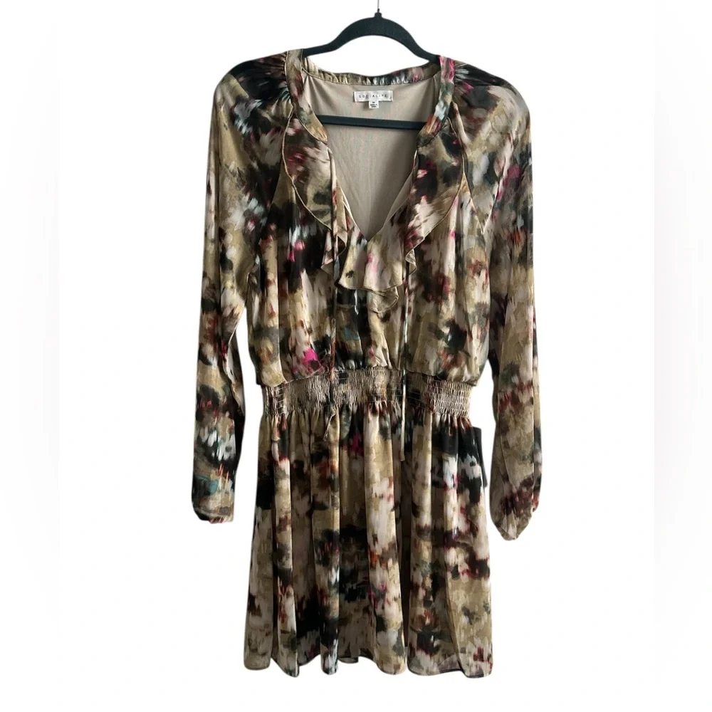 Socialite Multicolor Long Sleeve Ruffle Tiered Dress Size Medium NWT